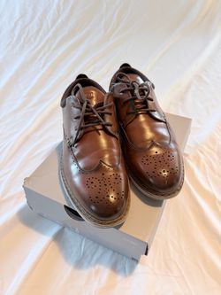 Brown Leather Wingtip Oxford Dress Shoes