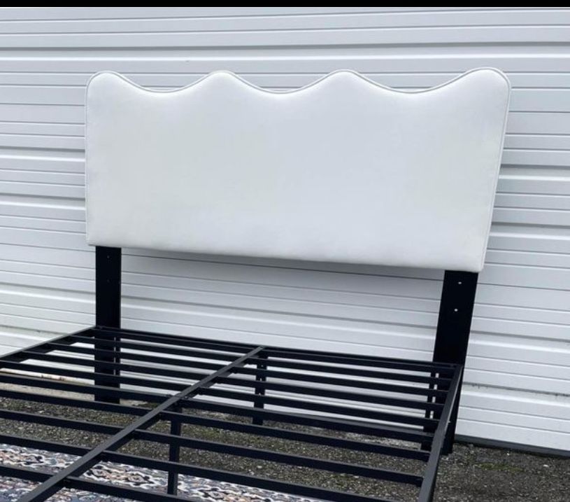 New Queen Size White Headboard And Metal Bed Frame