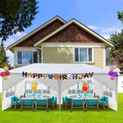 10'x20' Outdoor Party Tent, Large Wedding Birthday Tents for Parties, White Canopy Tent with 6 Removable Sidewalls