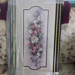 NEW HOME INTERIORS & GIFTS BEAUTIFUL DESIGNED & SIGNED BARARA MOCK WALL DECOR ROSE FLORAL FRAMED PICTURE PRINT UNDER GLASS