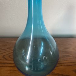 Turquoise Blue Glass Vase, Bottle