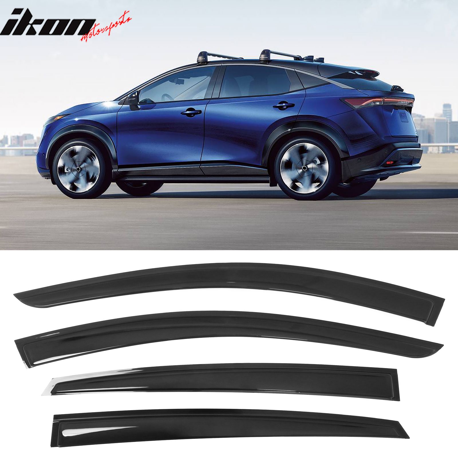 Fits 2023-2025 Nissan ARIYA Window Visors Vent Rain Wind Sun Guard Deflector Tape-On