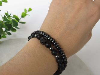 2pc/sets beads Natural stone Bracelets Micro Pave CZ Ball Charms