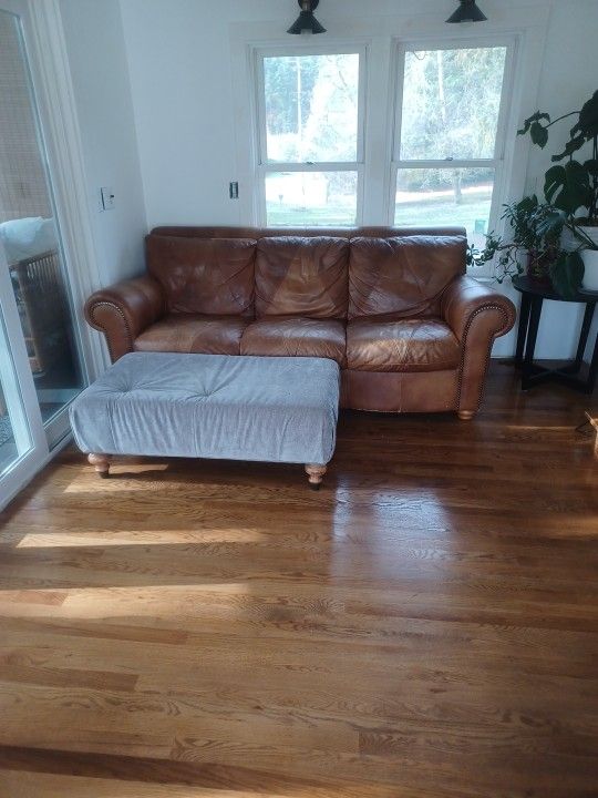 Leather Couch and Ottoman $200