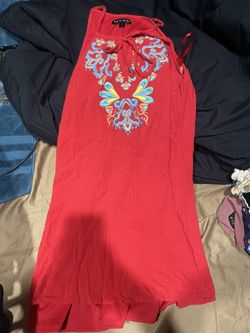 Women’s Red Dress – AS U WISH – Size S – Embroidered Detail ❤️