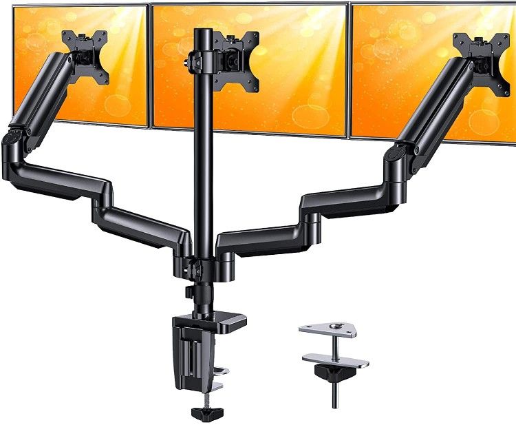 Triple Monitor Stand Mount, Fully Adjustable Articulating Gas Spring Monitor