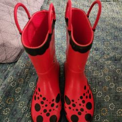 Girl's Rainbow Daze Ladybug Rain Boots - 9/10