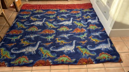 Kids Dinosaur Quilt Blanket – Navy Twin/Full (75” x 73”