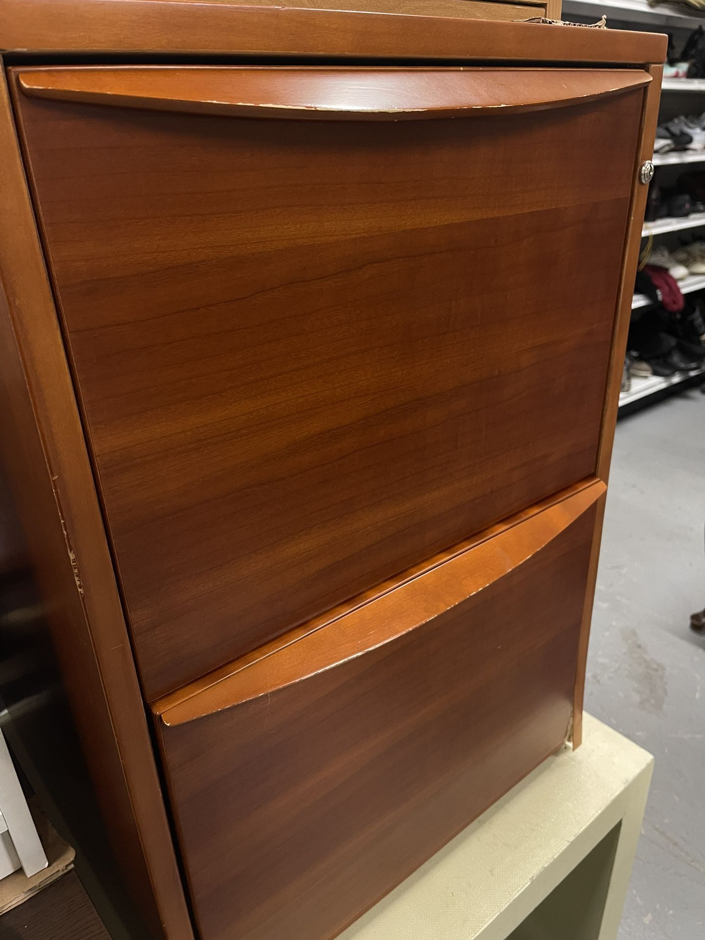 Brown Wood File Cabinet