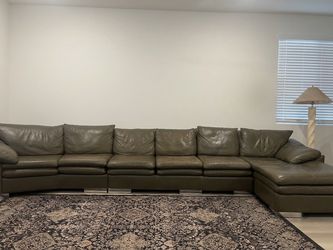 Large Genuine Leather Sectional – Dark Taupe Modular