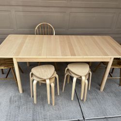 IKEA Extendable Dining Table With Chairs And Stools