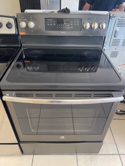GE GLASS TOP STOVE BLACK STAINLESS