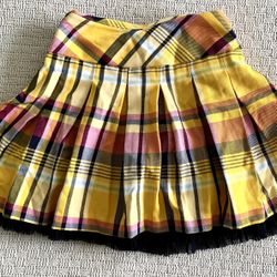 NWT Hartstrings Girls Pleated Skort Adjustable Waist Size 6 Yellow Pink Navy Wht