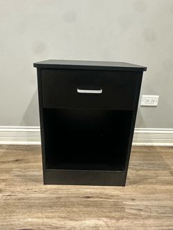 Black Nightstand with Drawer