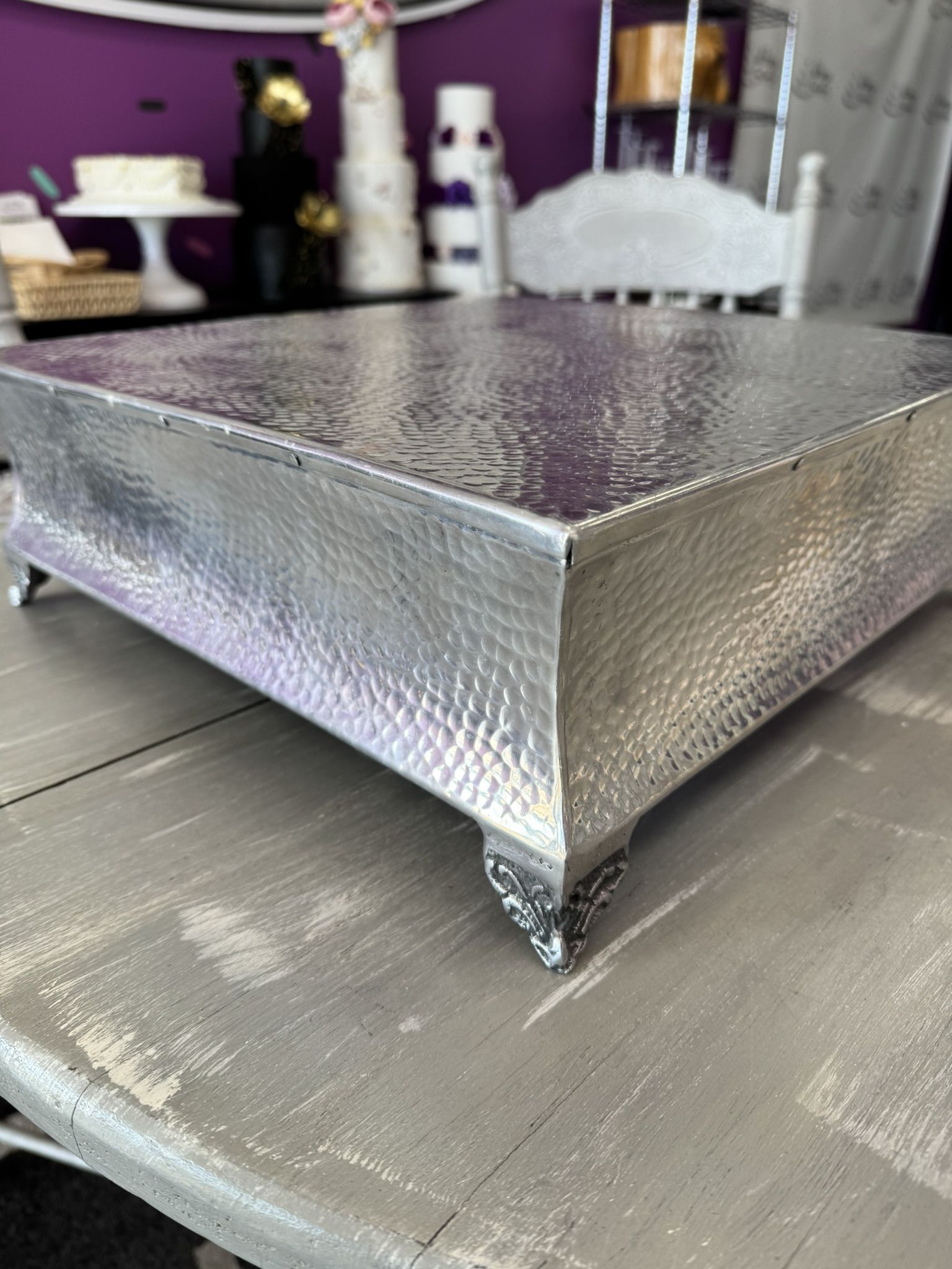 16” Square Silver Cake Stand