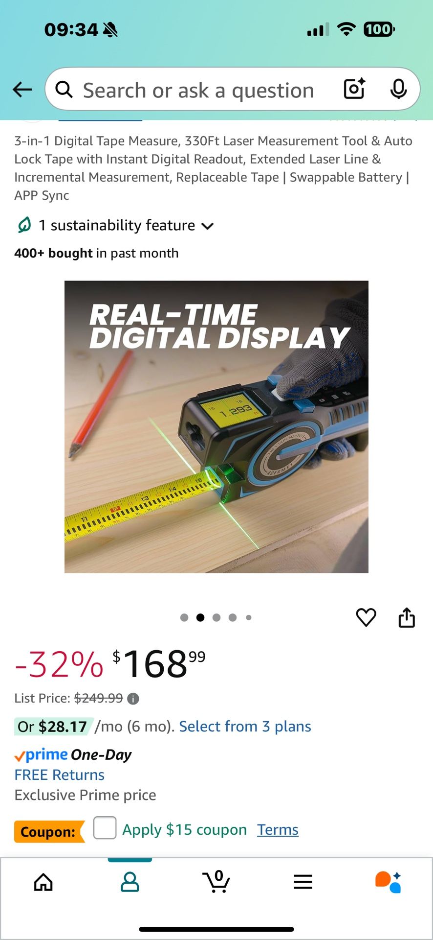 3-in-1 Digital Tape Measure, 330Ft Laser Measurement Tool & Auto Lock Tape with Instant Digital Readout, Extended Laser Line & Incremental Measurement