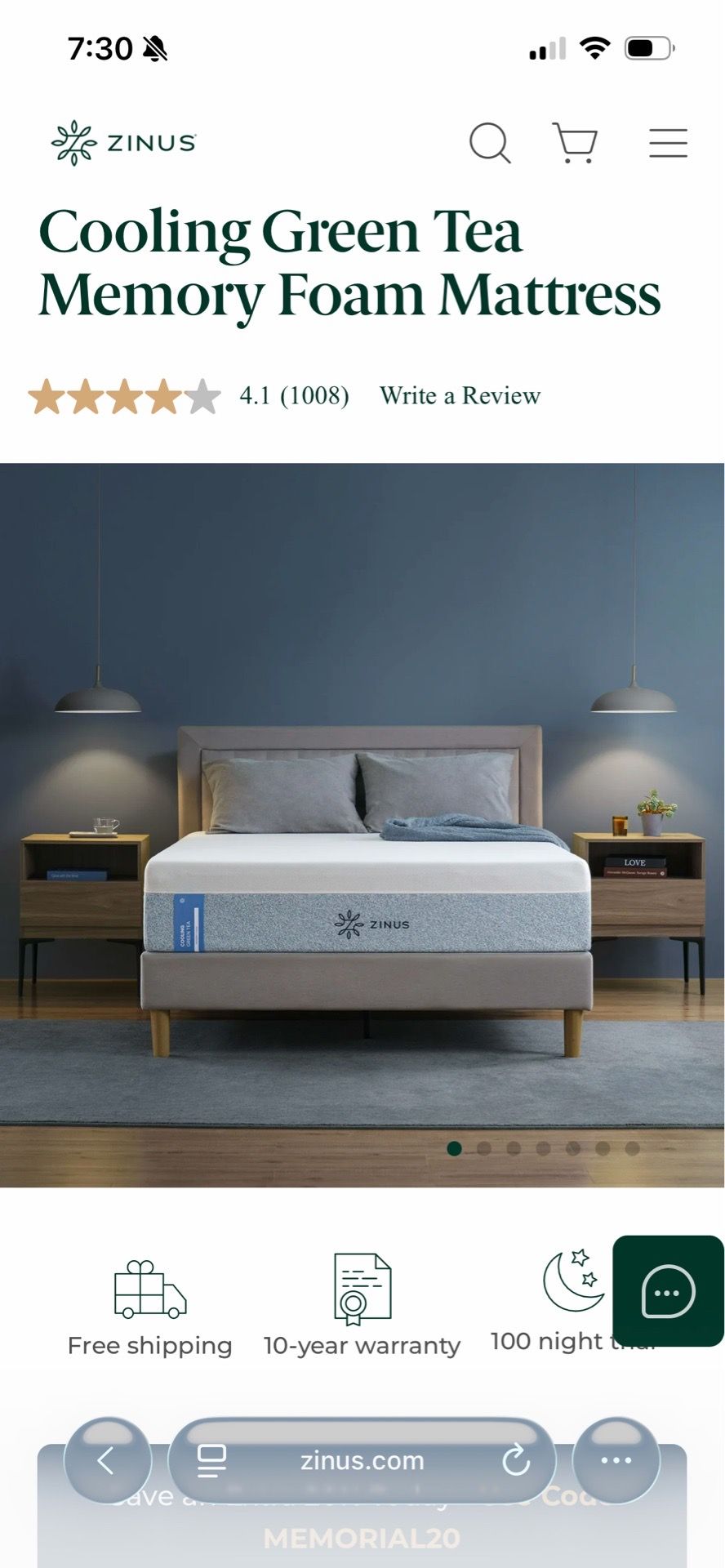 Zinus 12 Inch QUADCOOL Memory Foam Mattress, King, Cool to Touch Soft Knit Cover, Cooling Gel Infusion, CertiPUR US Certified