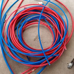 1/2 
Blue PEX pipe . 
Red PEX pipe . 
1/2 inch  And 3/4 inch for cold and hot water lines