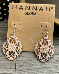 Rose Gold Filigree Drop Earrings