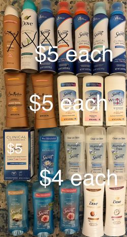 Deodorant( Secret, Shea Moisture, Old Spice, Axe, Gillette, Degree, Cremo)