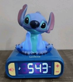 Disney Stitch Digital Alarm Clock with 3D Night Light & Sound Effects