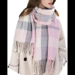 Women's Fashion Scarves Long Shawl Winter Thick Warm Knit Large Plaid Scarf