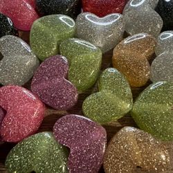 20 pc glitter Heart 18mm beads fits pens