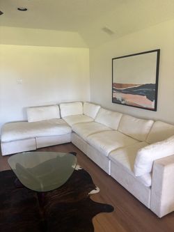 Custom Modular L-Sectional Sofa with Chaise – Off-White / Cream (Includes Brand New Replacement Pieces)