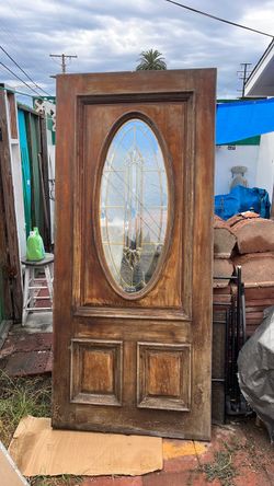 All wooden with crystal glass in the middle