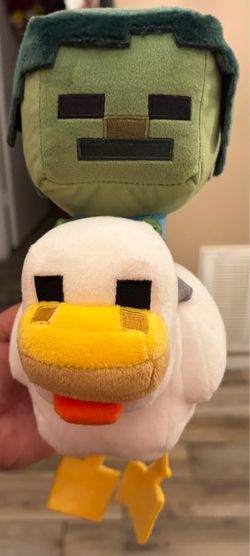 Minecraft plush zombie riding white chicken