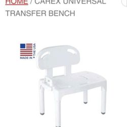 Carex~Universal Transfer Bench~Shower Bench & Bath Seat~Right or Left Handed~NEW
