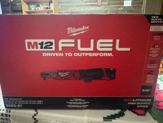 M12 FUEL 12V Lithium-Ion Compact 3/8 in. Cordless Ratchet Kit with Battery, and Charger