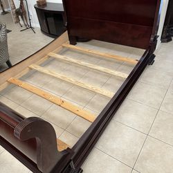 Solid Wood Queen Sleigh Bed Frame 