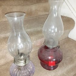 2 Vintage  Hurricane Lamps