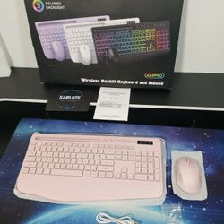 New Wireless Keyboard and Mouse Combo, 9 Backlit Effects, Wrist Rest, Phone Holder, 2.4G Lag-Free Ergonomic Keyboards, Rechargeable Silent Cordless Se