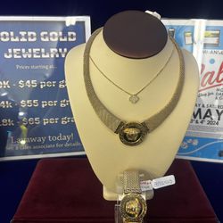 Versace Gold Necklace & Bracelet 
