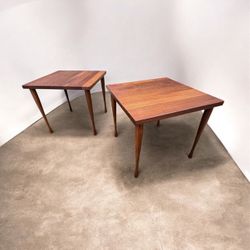 Vintage Mid Century Teak Square Side Tables 