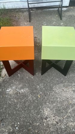 Pair of wood small tables