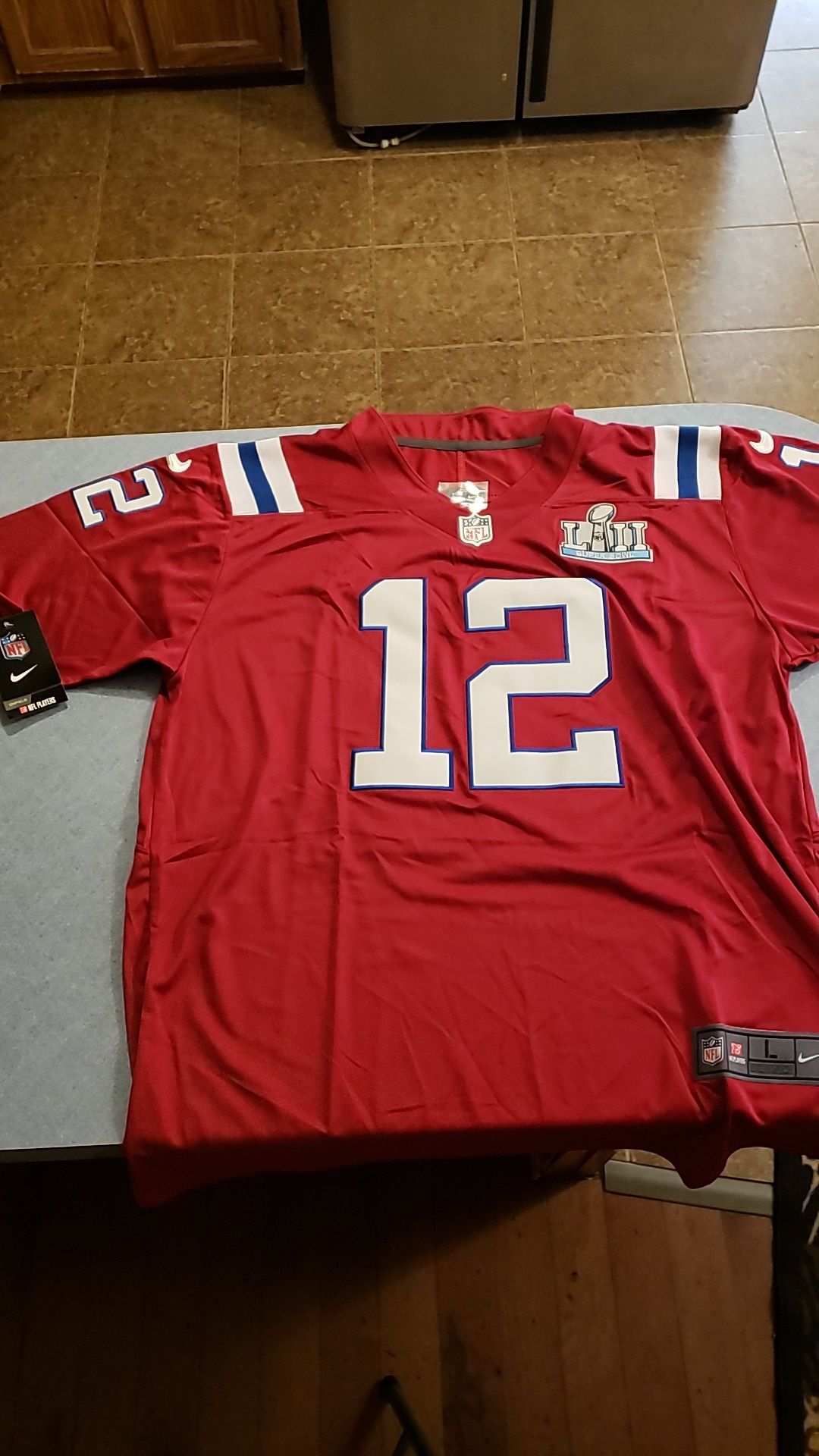 Tom brady patriots jersey,stiched with superbowl patch,size L