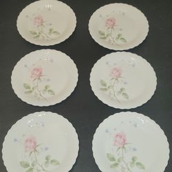 6 Mikasa Bone China Narumi Japan 'April Rose' A7053 7.75"Salad Plates