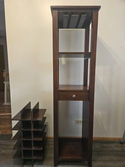 Wine rack + glass rack, heavy cherry wood