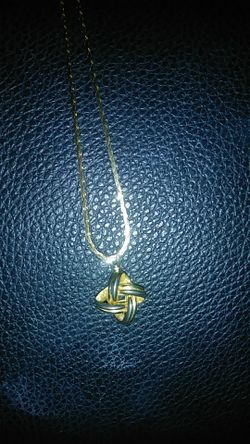 14k necklace w/ two tone Silver and Gold Tone Charm