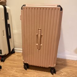 Pink Luggage With Code Lock And Cup Holder