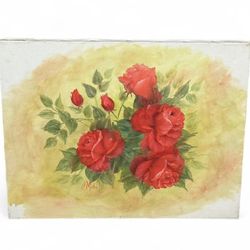 Vintage Signed Floral Painting on Canvas 18” x 14”