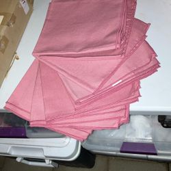 12 Cotton Pink Napkins - Used 1 Time At quince Buffet Set Up 