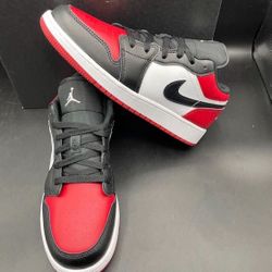 New Size 6.5Y / Fits Womens 8 Nike Air Jordan 1 Low Bred Toe 2021 GS Red Black White