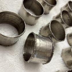Set of 12 silverplated hammered napkin rings