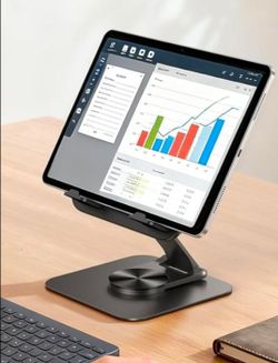 Adjustable iPad Stand for Desk - [Ultra-Slim Foldable][360°Rotation Base] Tablet Holder Stand, Heavy-Duty E-Reader Kindle Holder for 4.7-13" Device, i