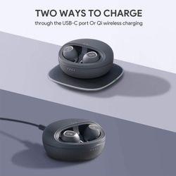 AUKEY EP-T10 True Wireless Earbuds, Bluetooth 5.0 Headphones with Charging Case, 24 Hours Playtime, Deep Bass, USB-C and Qi Wireless Charging, Secure 