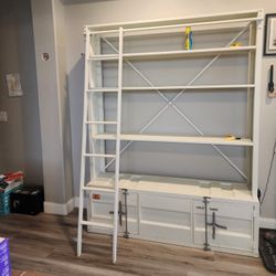 Used-Like New White Shelving Unit with Ladder - 43rd Ave & Baseline (Pickup Only)